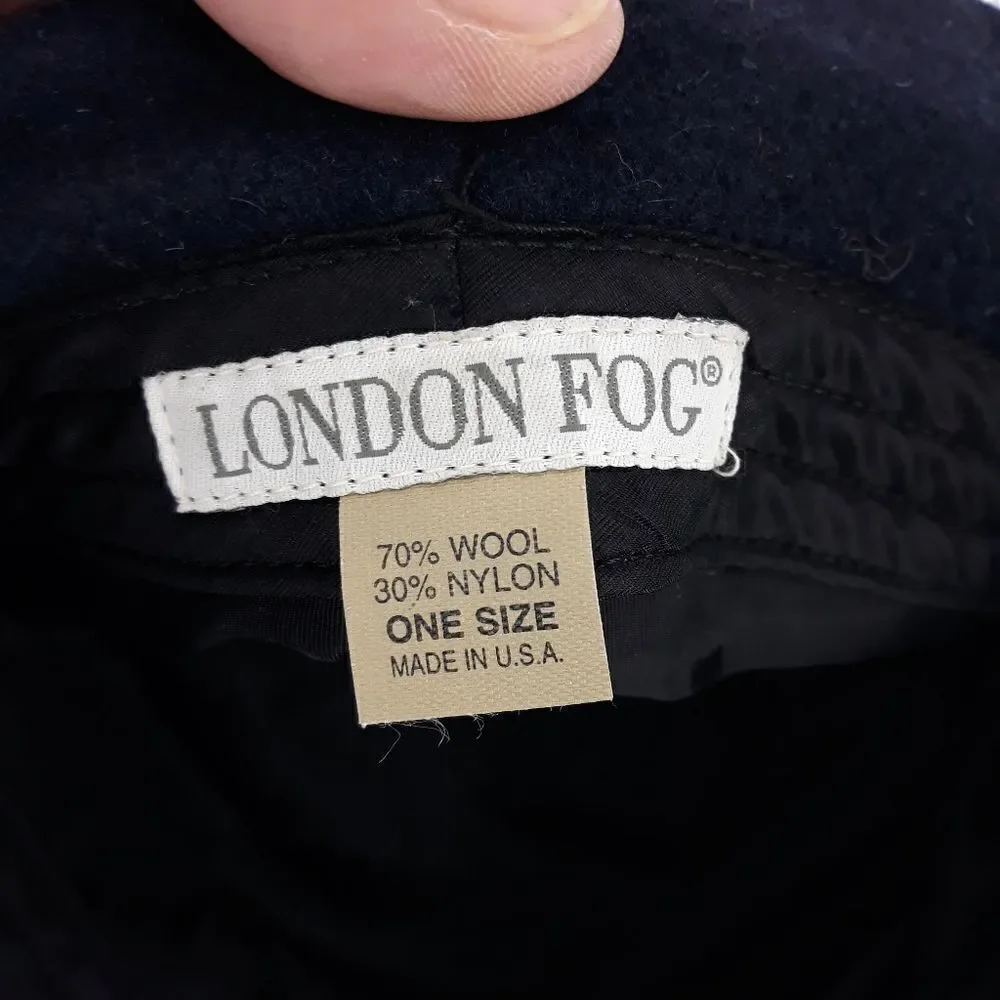 Vintage London Fog Hat Wool Bowler Top Hat Navy Made In USA One Size‎ - Picture 10 of 11